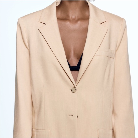Zara Jackets & Blazers - Zara Beige Tan Blazer Neutral Viscose Size Large